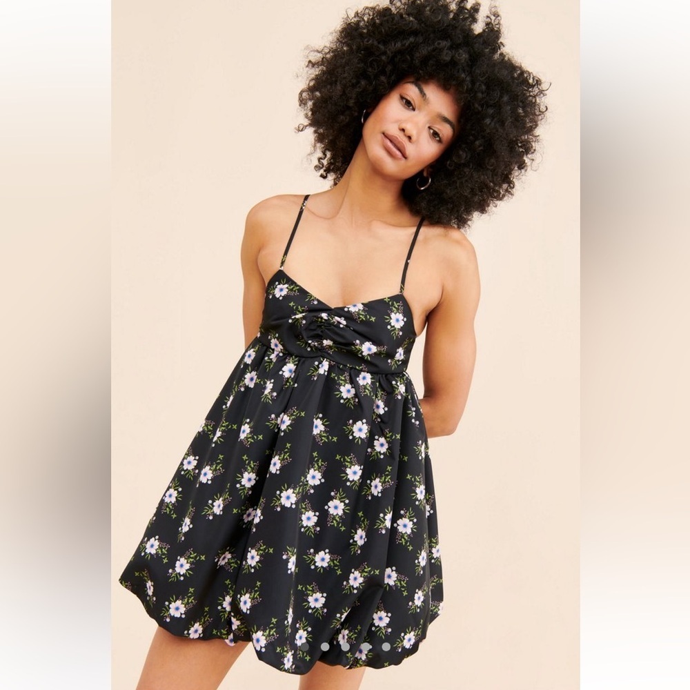 Free People Bubble Mini Dress Black Sz Medium